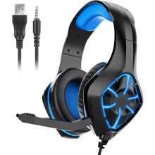Casque de jeu pour PC, ordinateur portable, Mac, tablette et téléphone portable, haut-parleurs en néodyme, réduction de bruit, éclairage LED