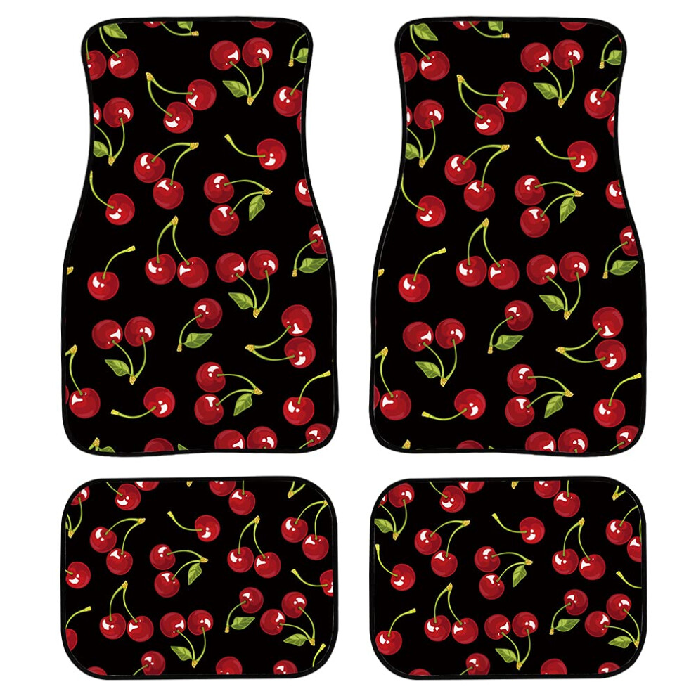 Cherry Fruit Print Car Floor Mats, 4Piece Front And Rear Carpet Set, Auto Interior Keeps Floors Clean, Universal Fit 9119770929389