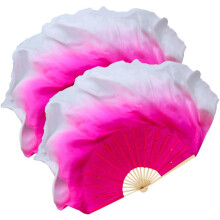 Silk Bamboo Veil Fan For Belly Dance, Short Hand Fan, Silk And Bamboo Dance Costume Accessory, Gradient Color