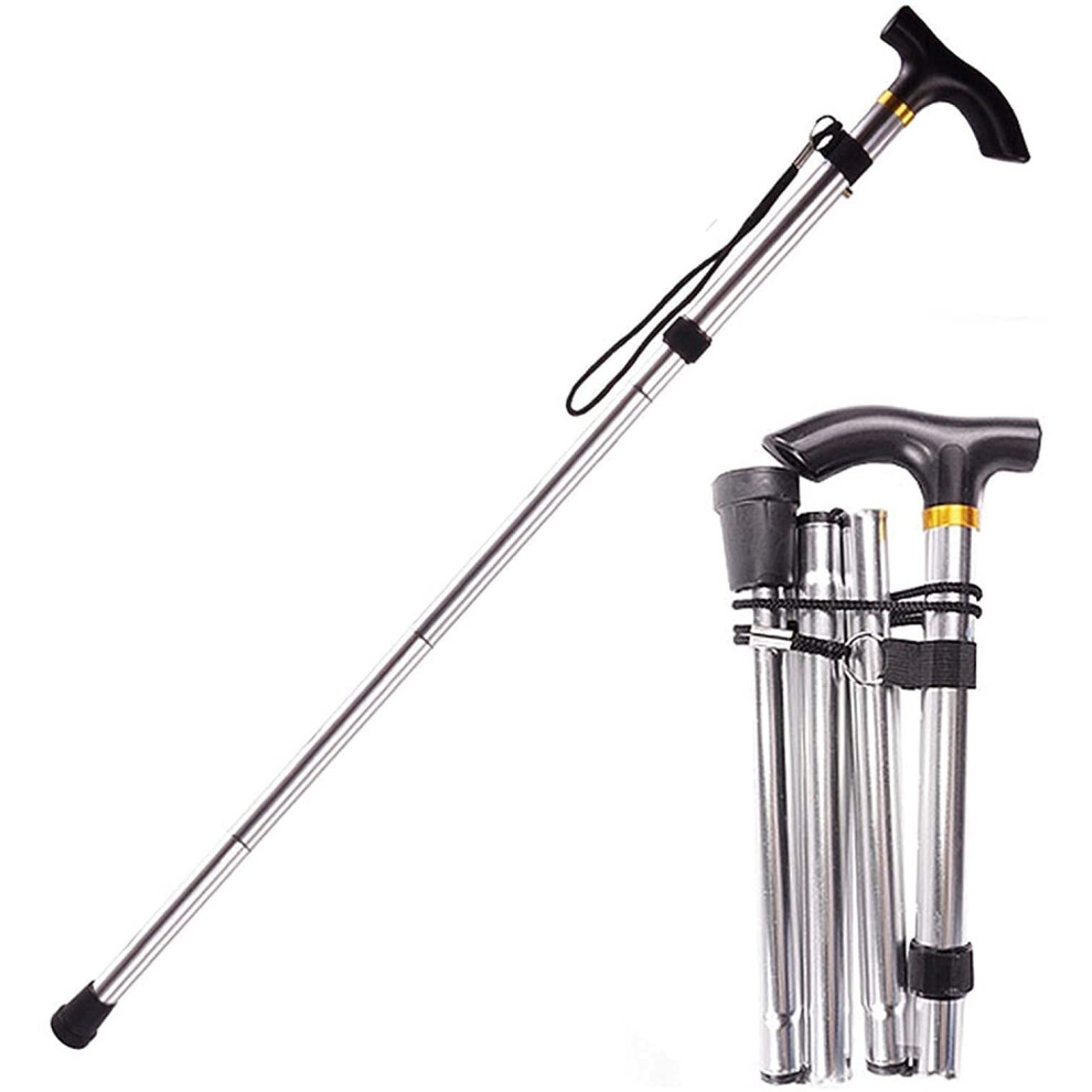 Red Adjustable Folding Walking Cane For Seniors With Ergonomic Nonslip Handle And Lightweight Design