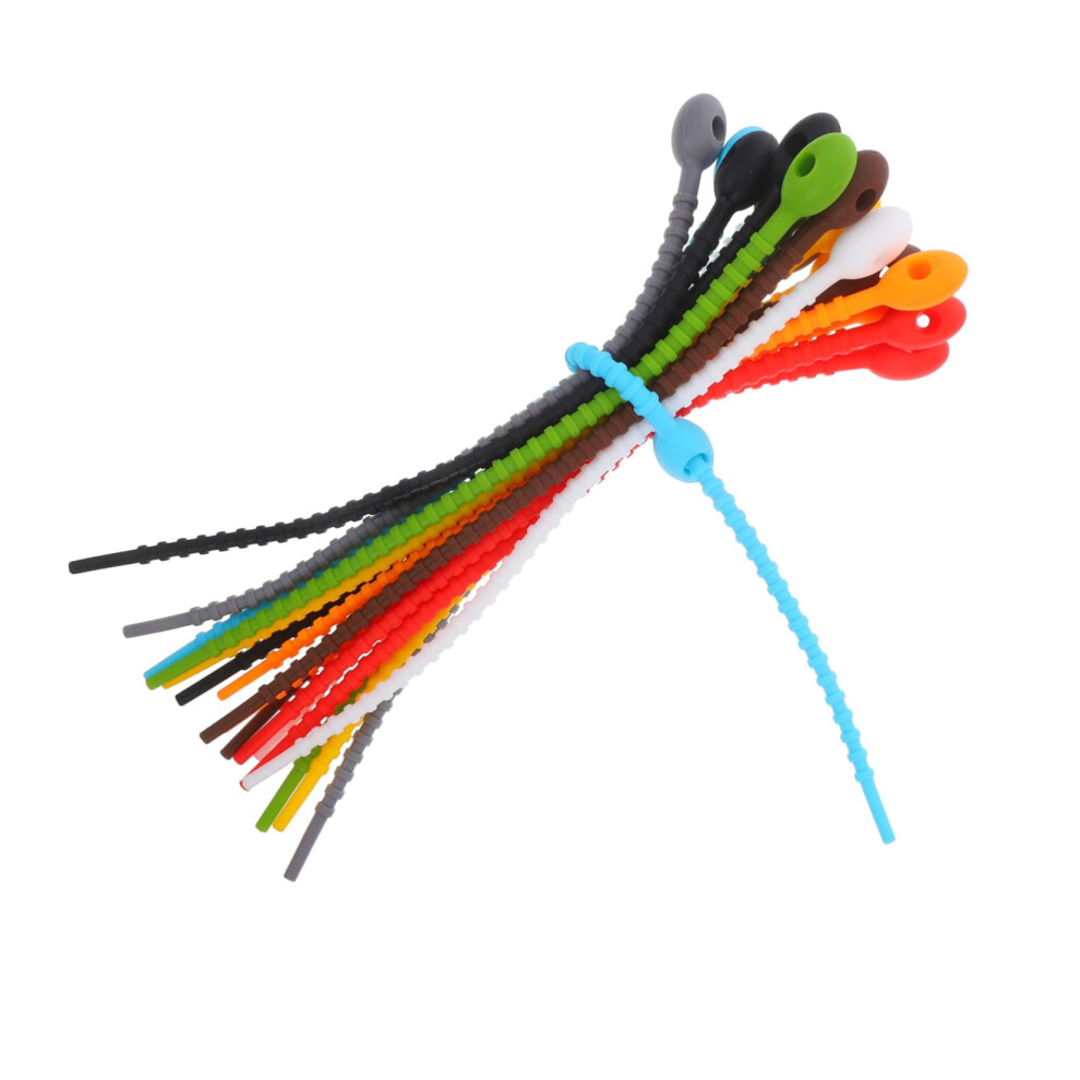 18Pcs Silicone Cable Ties Elasticity Self For Bbq Vegetables Desk Organization Reusable Wire Management Ties 9365049208888