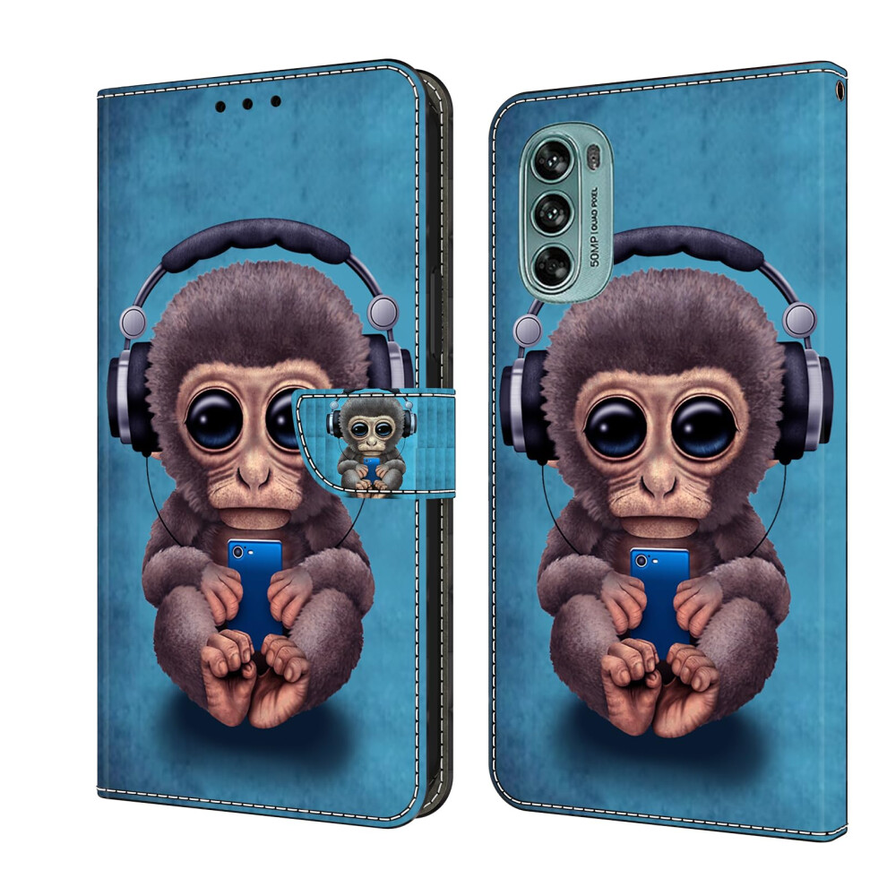 Motorola Moto G62 5G Case, Leather Flip Wallet, Shockproof 3D Monkey Design 9119770930392