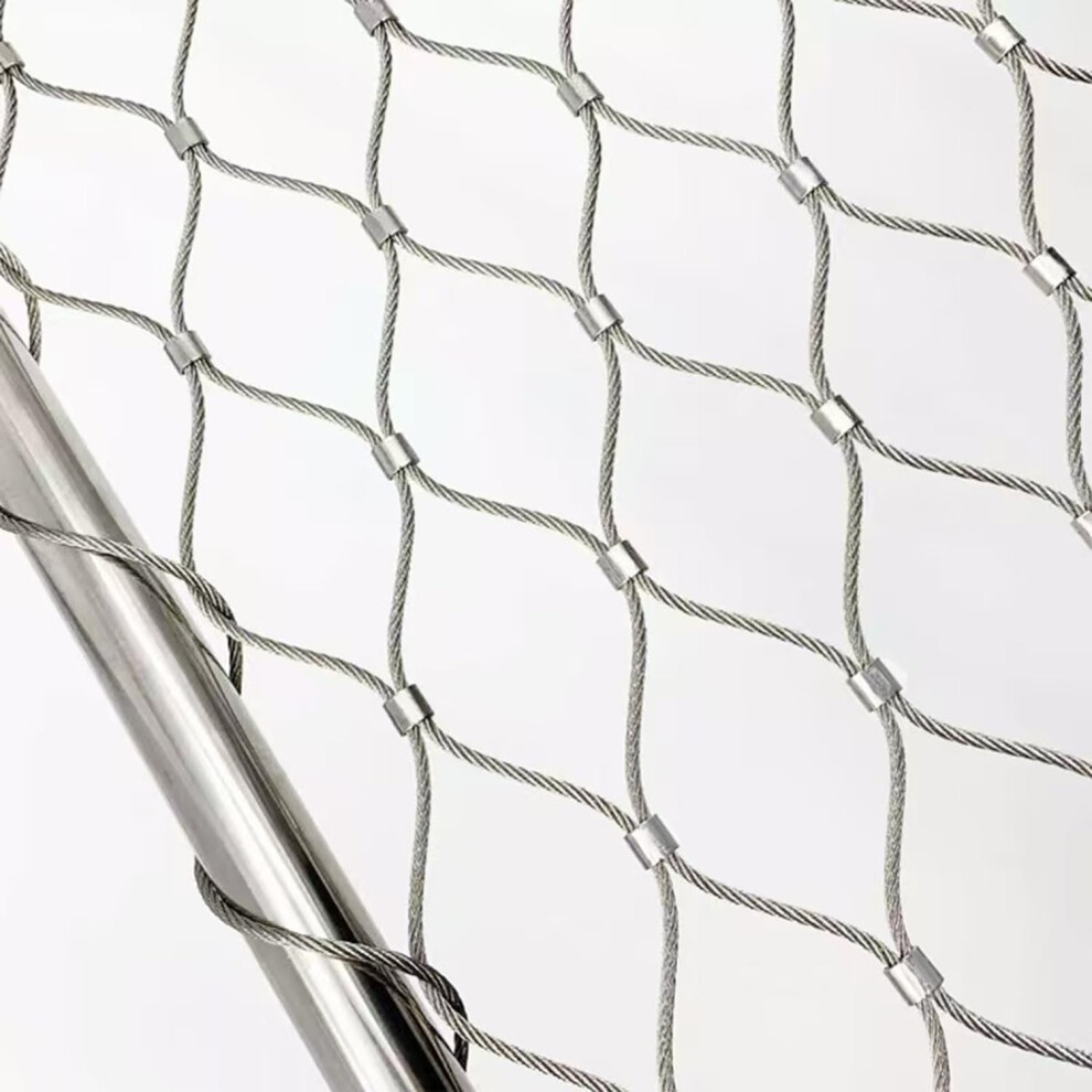 Stainless Steel Rope Net Fencing For Garden And Farm, Flexible Antitheft Barrier, 0.8X16m, Silver 9365049209922