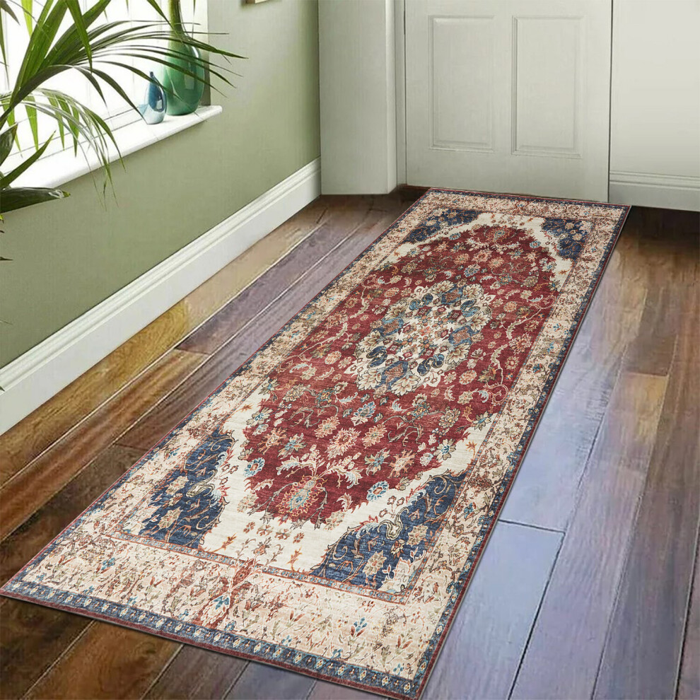 Supreme Bedding Ltd (60X220 Cm _ Geometric Printed Runner Rugs Outdoor Indoor, Viva) Hallway Runner Rug Living Room Carpet Printed Rugs Cream