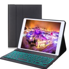 Custodia con tastiera per iPad da 10,2 pollici, custodia a libro con tastiera Bluetooth rimovibile, tastiera retroilluminata a 7 colori e portapenne