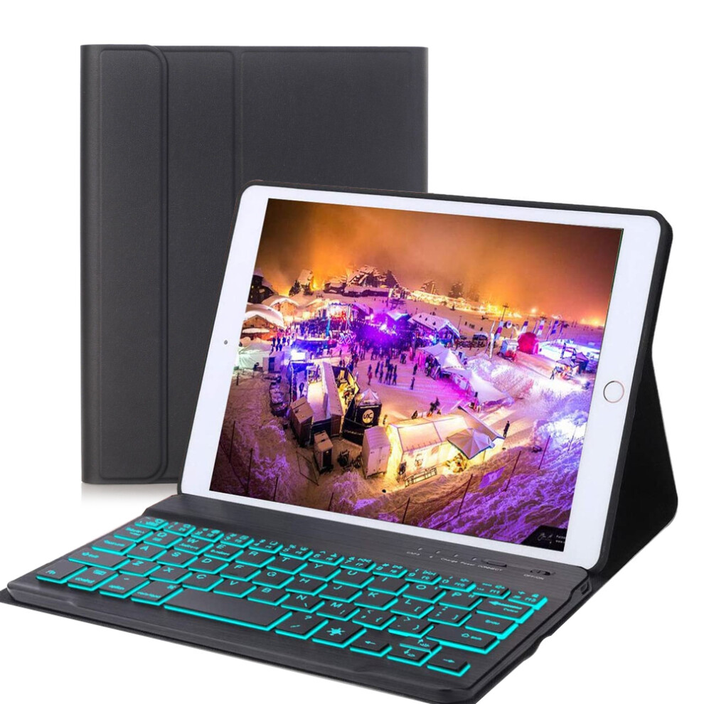 Keyboard Case For Ipad 10.2 Inch, Detachable Bluetooth Keyboard Folio With 7-Color Backlit Keyboard And Built-In Pencil Holder, Auto Sleep/Wake Functi 9486358004739
