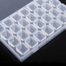 Cutie organizatoare din plastic transparent, design transparent, cu 28 de grile pentru depozitarea accesoriilor pentru unghii, sloturi individuale cu