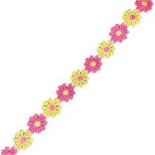 Flower Lace Trim 25mm Wide Embroidered Applique-Bright Yellow