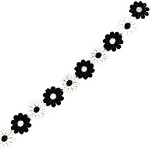 Flower Lace Trim 25mm Wide Embroidered Applique-Black And White