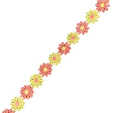 Embroidered Lace Trim Sewing Ribbon for Wedding-Pink Yellow