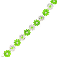 25mm Wide Flower Decorating Lace Trims for Sewing-Green White