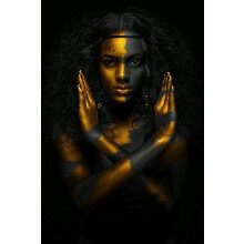 Paint By Number Canvas Wall Art Digital Oil Painting Black Gold African Woman 60x75cm DIY Frame Color 993471