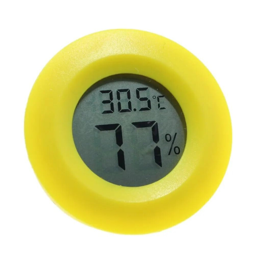 Thermometer Hygrometer, Mini LCD Digital, Temp Humidity Monitor, 50 To 70 C Range, Freezer Cigar Box Sensor, Yellow
