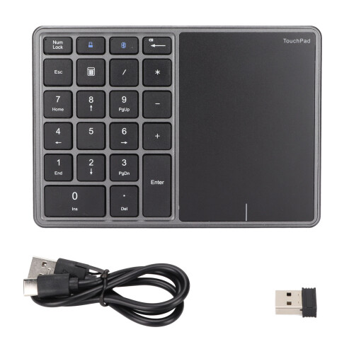 Wireless Numeric Keypad with Touchpad, Number Pad with Touchpad, Dual Mode Connection2.4G Bluetooth22Keys with Type C Interface, Ergonomic Design f