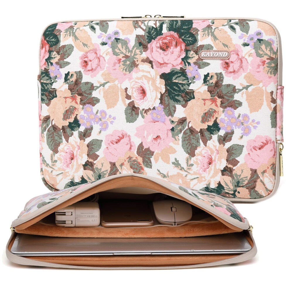 Canvas Laptop Sleeve Waterresistant With Pocket Fits 12.513 Inch Laptops Macbook Air/Pro 13.3 Camellia White 9365049210713