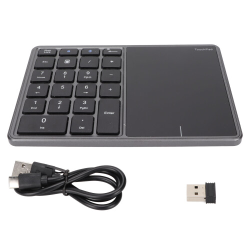 Wireless Numeric Keypad with Touchpad, Number Pad with Touchpad, Dual Mode Connection2.4G Bluetooth22Keys with Type C Interface, Ergonomic Design f 1