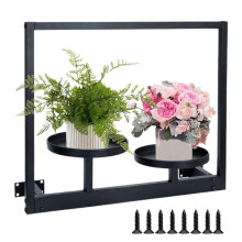 Wall Mounted Plant Shelf Wooden, Flower Pot Display Rack, Indoor Outdoor Use, Space Saving, Fits Most Pots