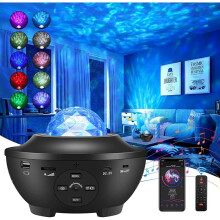 Decoração Noite Estrelada, Luz Galáxia Multicolorida com Efeito de Ondas do Oceano, Controle Remoto e Alto-falante Bluetooth para Ambiente de