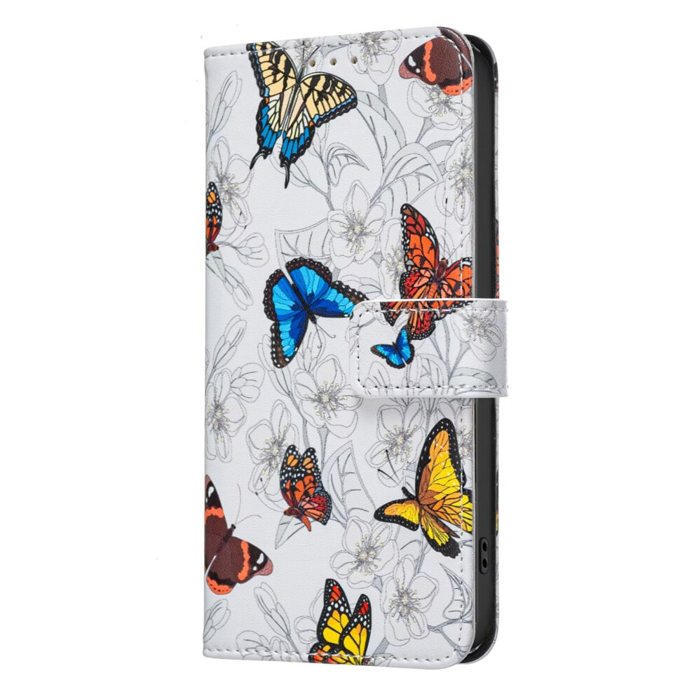 Moto G34 5G Case, 3D Painted Leather Flip Wallet, Shockproof Bumper, Card Slots, Kickstand, Magnetic Closure Butterfly 9365049210904