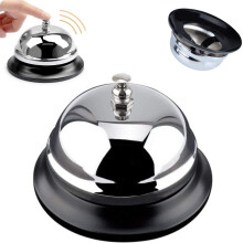 Campainha de serviço, placa de serviço em acrílico transparente e campainha de mesa em aço inoxidável para áreas de recepção de hotéis,
