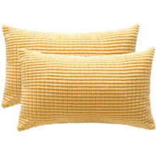 Decorative Pillow Cover for Elegant Room Decor, Corduroy Fabric with Smooth Zipper for Easy On and Off in Living Room, Bedroom, Car, Office (Set Of 2)
