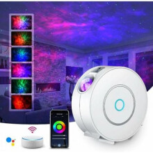 Drømmende galakse-natlampe, HD-stjerneprojektor med smart app-styring, brugerdefinerbare 16 millioner farver, timer og automatisk sluk-funktion til