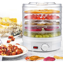 Food Dehydrator With 5 Stackable Trays, Adjustable Temperature, Freeze Dryer, For Beef, Fruits, Vegetables, White