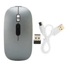 Trådløs mus med dobbel tilkobling, trådløs Bluetooth-mus med dobbel modus, oppladbar, stillegående mus for MacBook Pro Air, iPad, bærbar PC,