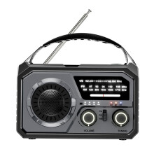 Weather Radio Portable 16000mAh AM/FM NOAA WB Hand Crank Solar TypeC, LED Flashlight, Emergency Power Bank, Grey