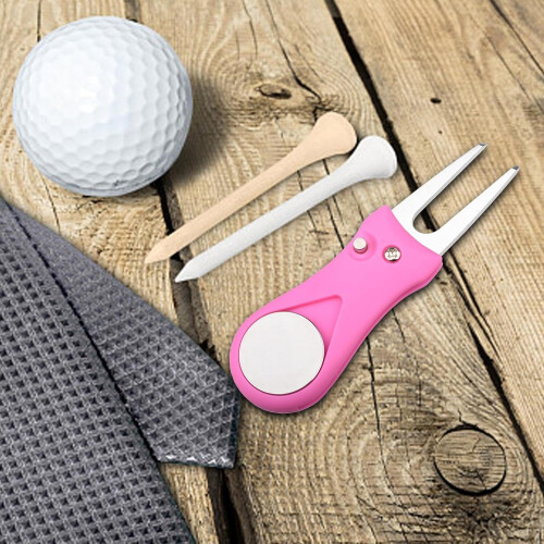 Golf Divot  Tool  Golf Divot  Tool and Ball Indicator  Portable Folding Golf  Tool with Button  Pink 1