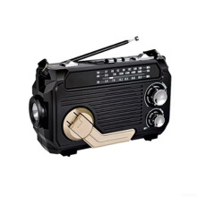 Hand Crank Solar Radio Emergency Weather Radio With BLE Speaker USB TF Card Player Rechargeable, Always Ready, Black