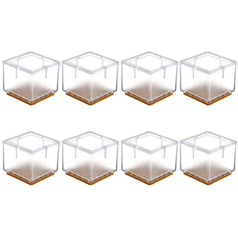 Chair Leg Caps With Silicone Covers, Transparent Non-Slip Feet Pad For Furniture Pads, Square Shape Floor Protector Noise Reduction And Damage Prevent 9453559837398