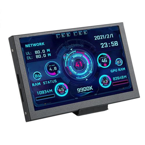 Monitor versátil de 5 polegadas para PC, com tela IPS mini USB de alta resolução, painel com sensores e temas selecionáveis integrados para 1