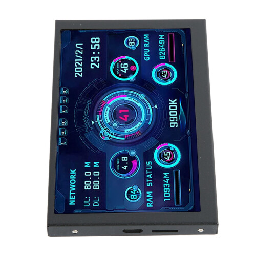 Monitor versátil de 5 polegadas para PC, com tela IPS mini USB de alta resolução, painel com sensores e temas selecionáveis integrados para 2