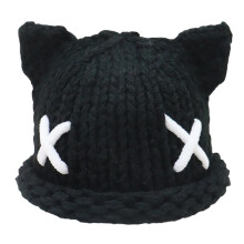 Chapeau de chaton surdimensionné avec oreille,-noir blanc