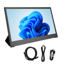 Monitor portatile esterno, schermo IPS FHD da 15,6 pollici in lega di alluminio con doppio altoparlante, tecnologia a bassa luce blu per laptop, PC,