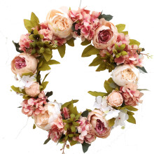 Lentekrans met natuurlijke klimplanten als basis, semi-handgemaakte realistische bloemen voor de voordeur, gemakkelijk te reinigen kunstmatige