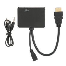 Vergulde HDMI naar VGA-adapter, HDMI VGA-converter (mannelijk/vrouwelijk) met superieure stabiliteit en audio-videosynchronisatie voor laptop,