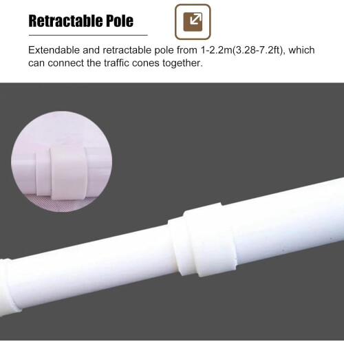 Traffic Cone Bar Retractable Barricade Pole for Car Parks and Crowd Control, 2 Pack, Red 2