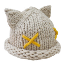 Chapeau de chaton foncé chaud pour enfants, avec capuchons-blanc