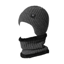 Chapeau d'hiver extensible pour hommes, cache-cou-Costume gris