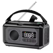 12000mAh Solar Hand Crank Radio For Emergency Backup Power, Portable Outdoor Radio With Headphones, Grey One Size