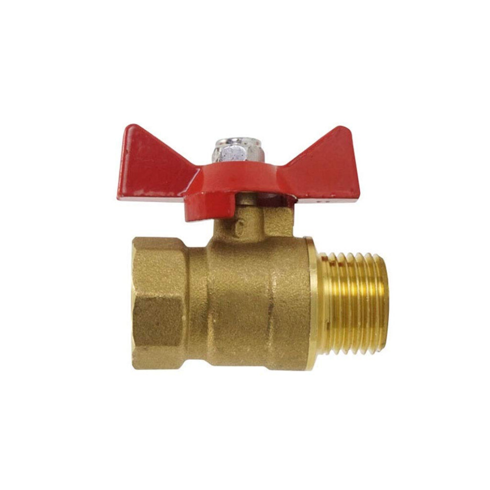 Brass Bsp Ball Valve, 1/4 In Two Way, Female To Male Threads, Shut Off With Butterfly Handle, Fuel Gas Water Oil Air 9365049212632