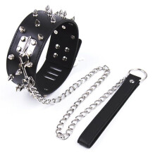 Black Leather Choker with Long Drawstring, Adjustable Luxury Collar for Sexy Punk Fashion