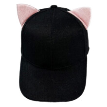 Chapeau de baseball en coton doux avec oreille, chapeau-Noir
