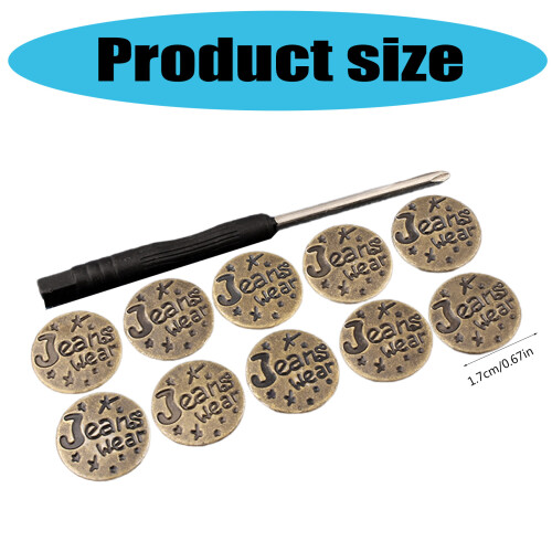 10 Pcs Trousers Buttons Replacement Buttons 17mm Jeans-3 2