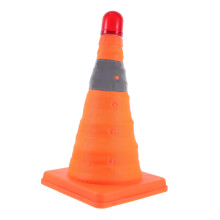 Traffic Cone Collapsible LED Safety Cone With Reflective Collar Portable Construction Cone ABS Plastic, 18 In, Orange