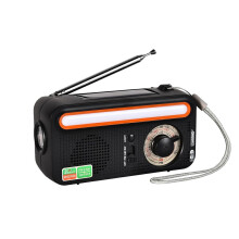Multifunctional Radio With Hand Crank, Solar And USB Charging, Four Power Modes, Lightweight Pocket Radio Black