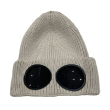 Chapeau de crâne amusant en tricot avec lunettes-Beige