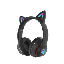 Căști cu urechi de pisică pentru copii, conectivitate wireless Bluetooth 5.0, design de desene animate Kawaii cu lumină LED, calitate bună,